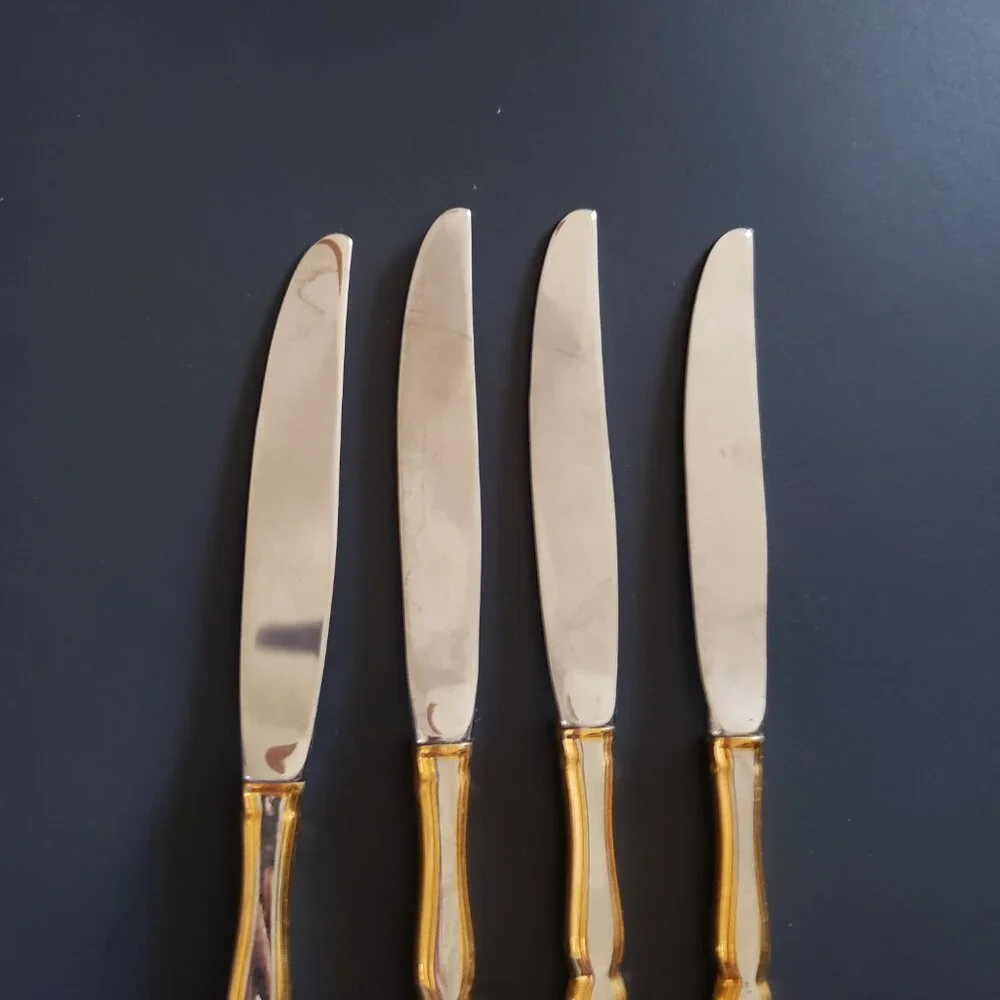 4pc Oneida GOLDEN ROYAL CHIPPENDALE Community Stainless Flatware Dinner Knife 9